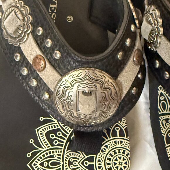 Montana West Women’s Wedge Sandals Silver Bronze Embellished Western Size 7 - Picture 5 of 6